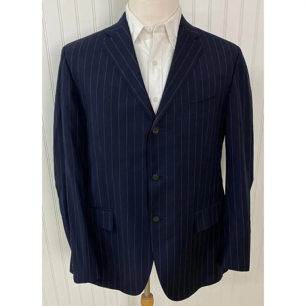 VTG Polo Ralph Lauren Italy pin-stripe 3-button virgin wool suit jacket blazer